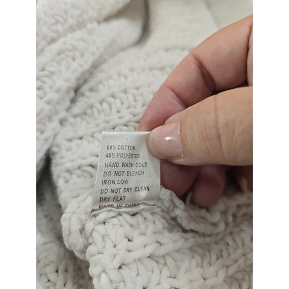 POL Minimalist Oversized Chunky Knit Sleeveless Long Tunic Sweater Women M Cream - Picture 6 of 7